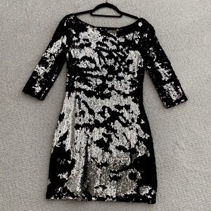 Trouve black and silver sequin cocktail dress